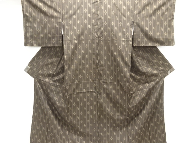 JAPANESE KIMONO / ANTIQUE KIMONO / SILK / TSUMUGI / WOVEN STRIPE